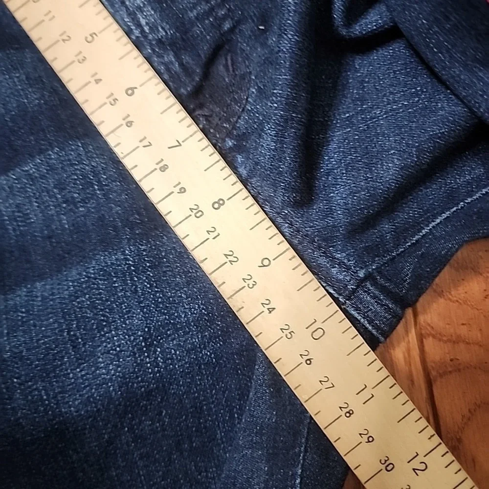 J Crew Vintage Straight Denim Crop Jeans Dark Wash Red Velvet Stripe Mid Rise 27